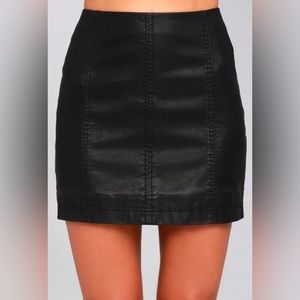 Free People Vegan black leather skirt